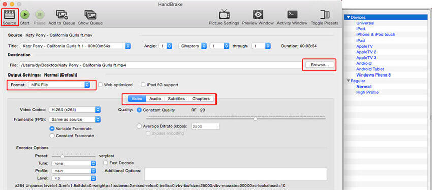 convertitore video gratuito per mac-handbrake