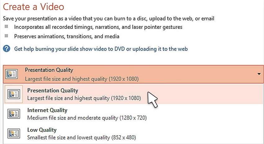 Videoqualität auswählen