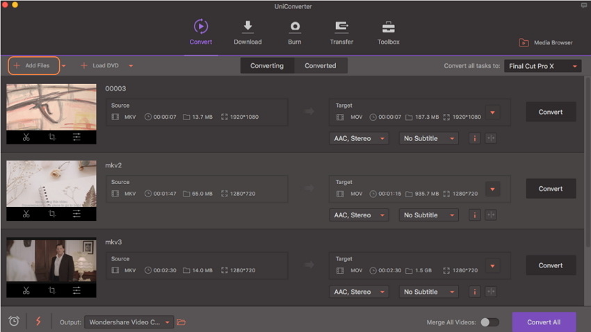 Import MKV files into this MKV to Final Cut Pro converter