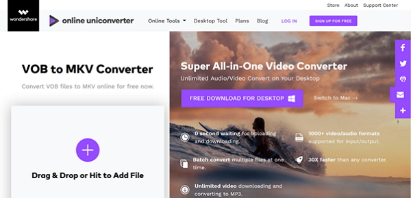 converter VOB para MKV por Online Uniconverter