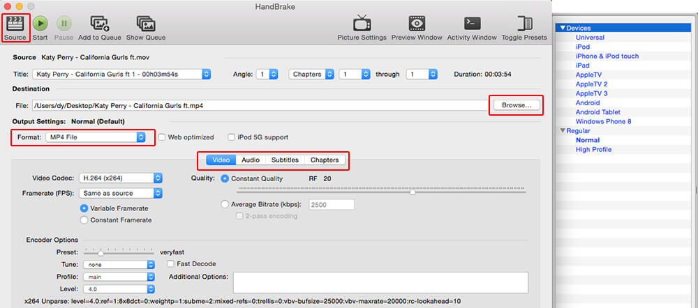 convert mov to mpeg free mac with handbrake