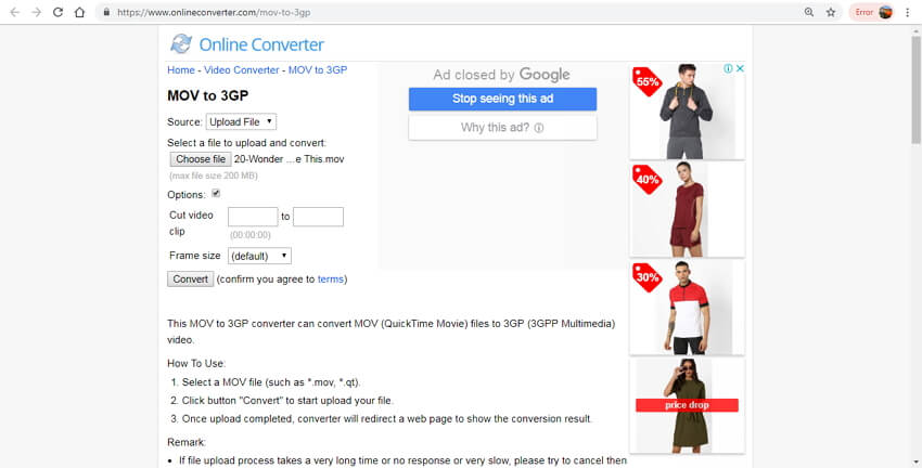 convert mov to 3gp online - Online Converter