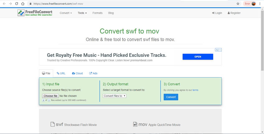 online SWF naar MOV converter - FreeFileConvert