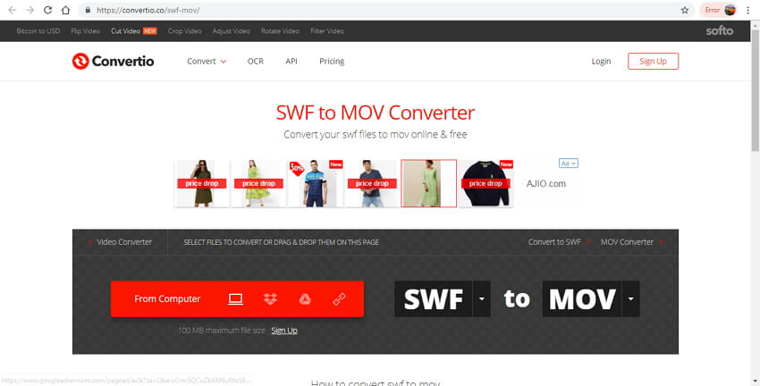 online SWF naar MOV converter - Convertio