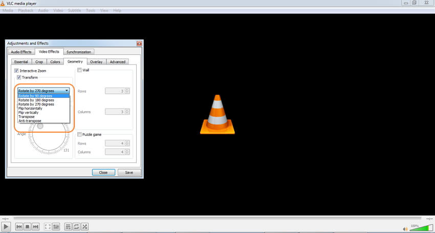 rotate MOV con VLC