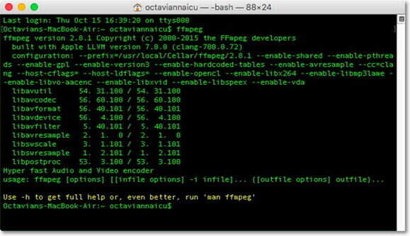 FFmpeg convert video to MP3 for Mac