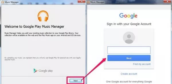 Se connecter à Google pour transférer MP3