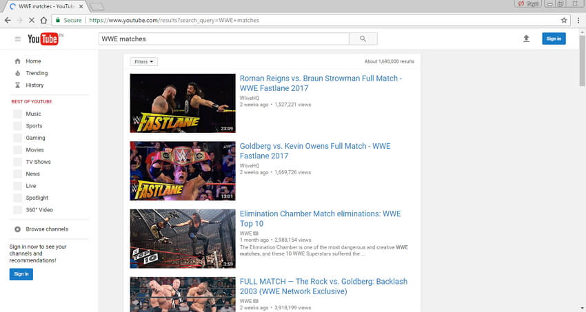 WWE wedstrijdvideo's naar MP4 downloaden - Youtube