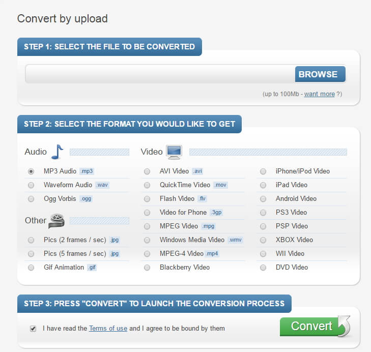 Benderconverter - free online AVI to MP4 converter