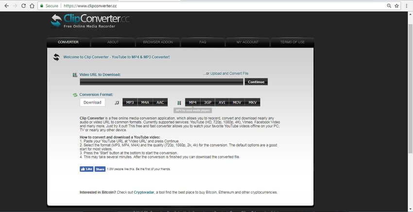 url in mp4 online-konverter ClipConverter