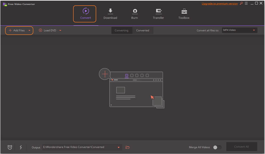 adicione arquivos para converter MP4 para AVI grátis