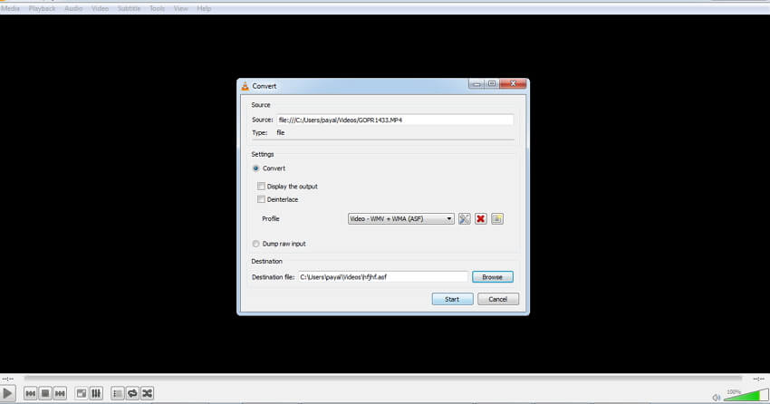 convert MP4 to WMV VLC