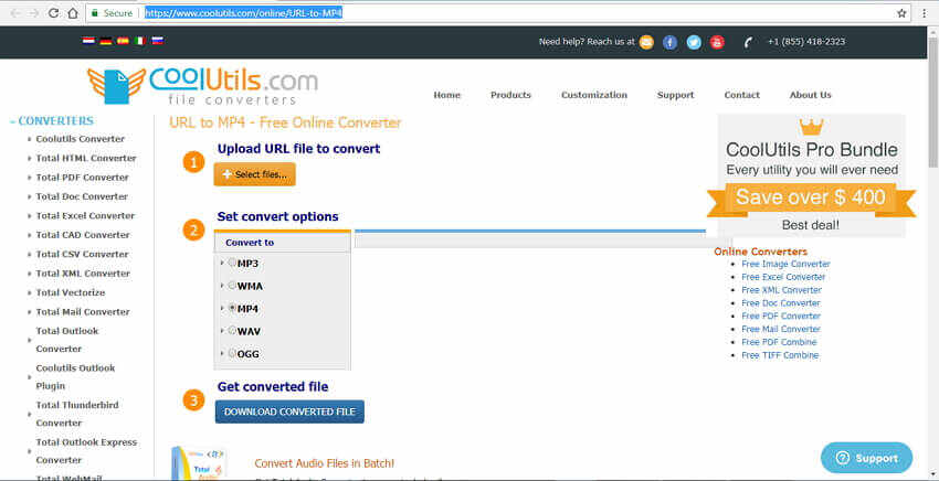 convert any url link to mp4