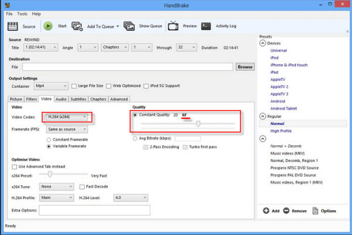 using handbrake to rip dvd to mp4