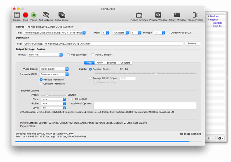 Handbrake convierte películas de iTunes a MP4