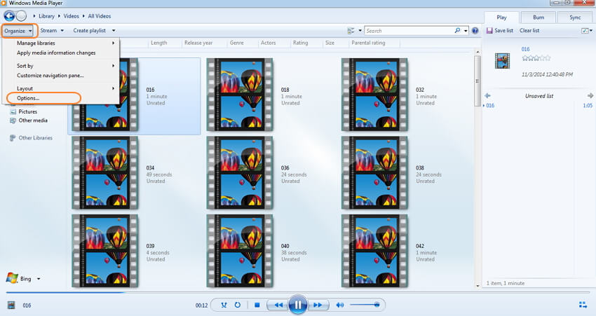 Optionen für die Konvertierung von mp3 in mp4 mit dem Windows Media Player festlegen