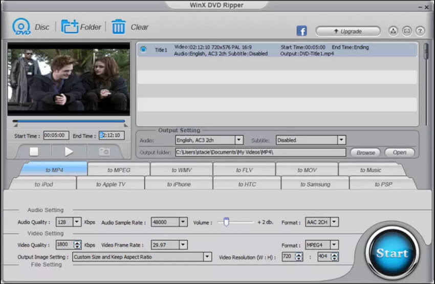 convertir DVD en MP4 avec WinX DVD Ripper