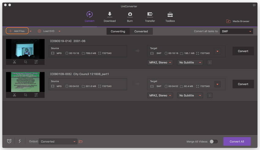 Voeg MPG-bestanden toe aan Wondershare MPG converter