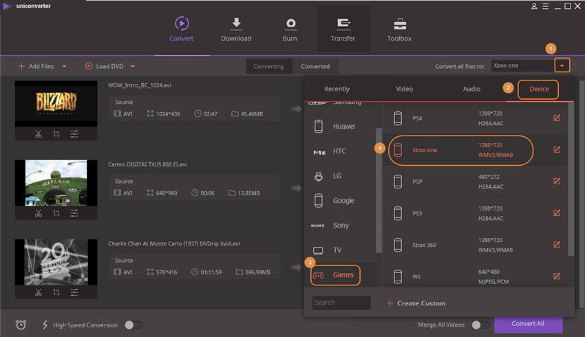 Choose the output format for each video one by one