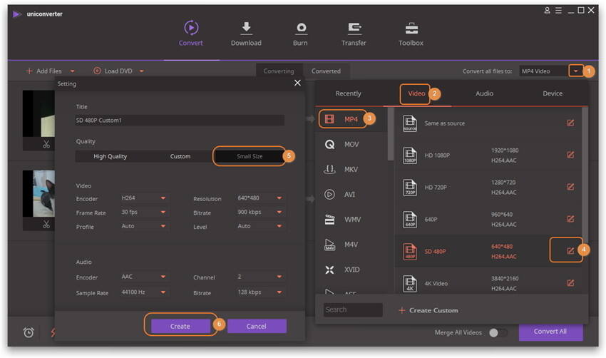 comprimir MP4 - Personaliza la configuración de video para reducir el tamaño del video