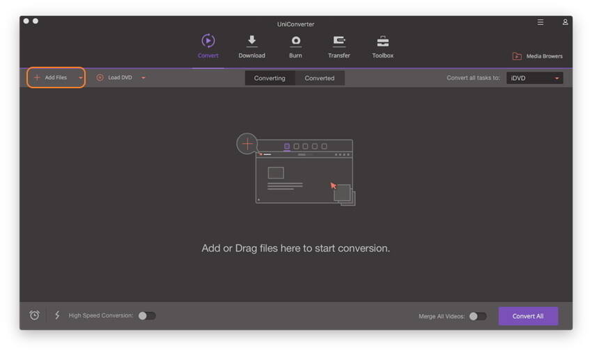 compress MP4 on Mac - Add the files to the MP4 compressor