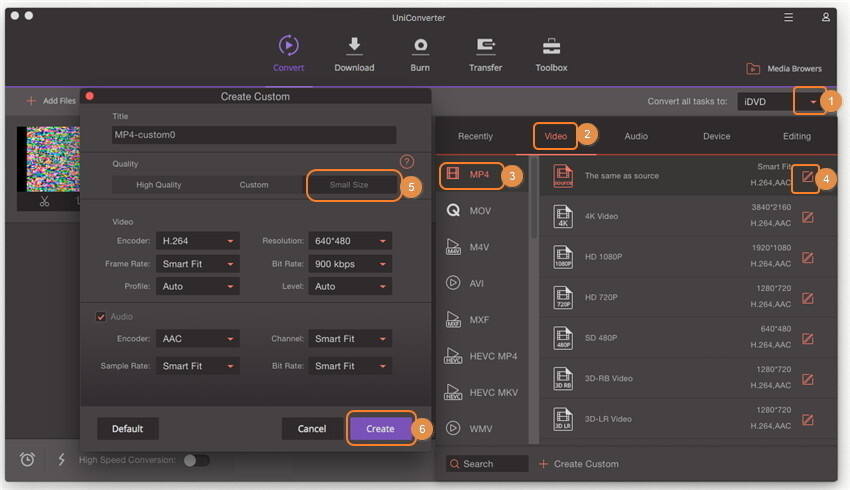 Personalize a configuração do vídeo e converta o vídeo em MP4 com o compressor de vídeos para o Mac