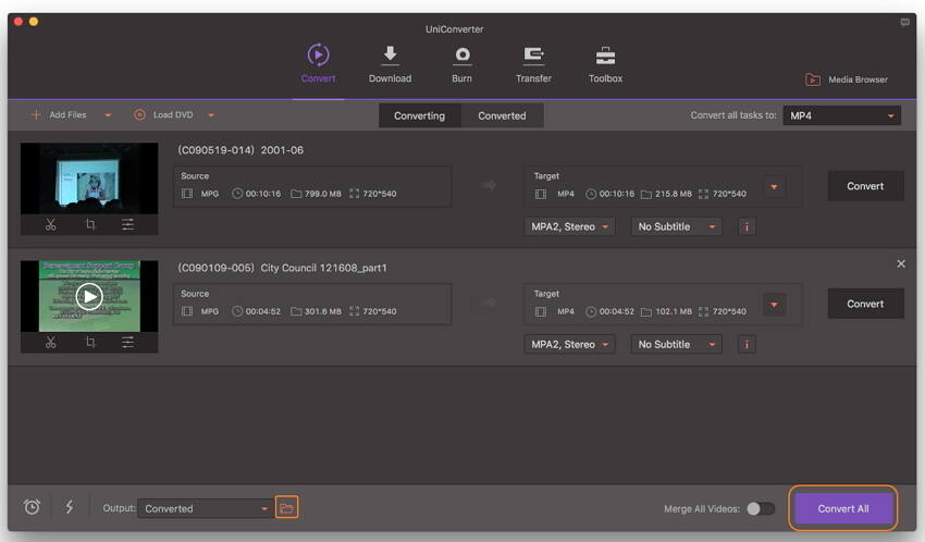 Convertire MPG in MP4 sul Mac