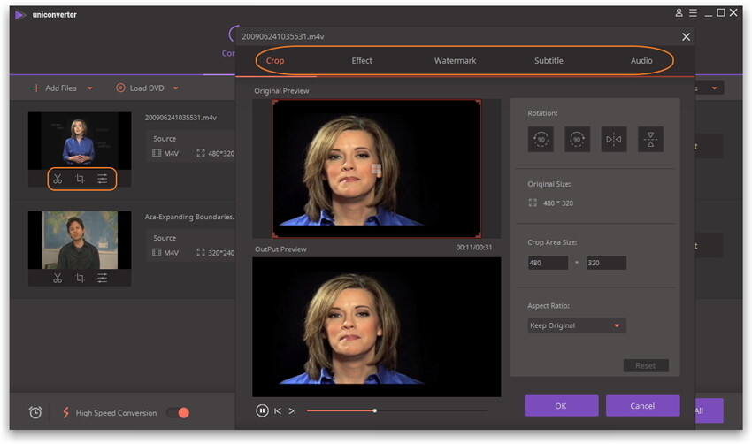 Personaliseer uw outputvideo - M4V naar MP4 converter