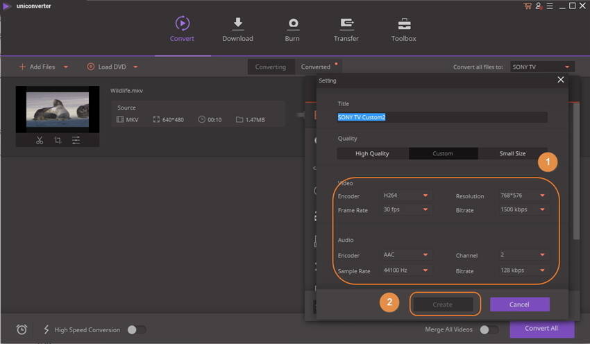 convert mkv to ts - setting