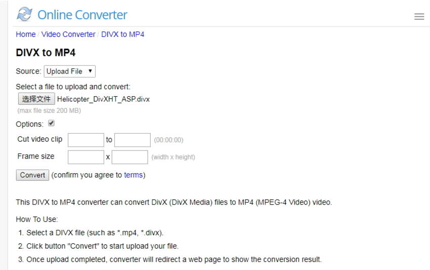 convertir de DivX a MP4 en línea