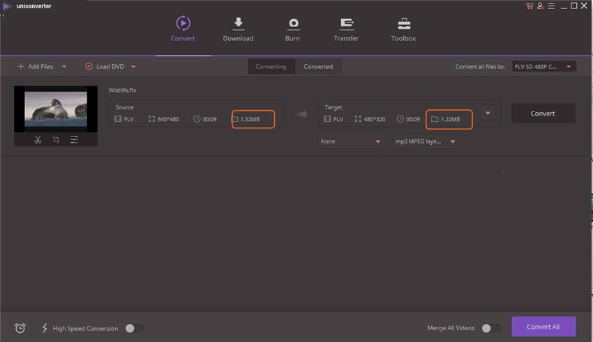 Comprimere File FLV - Avviare la compressione