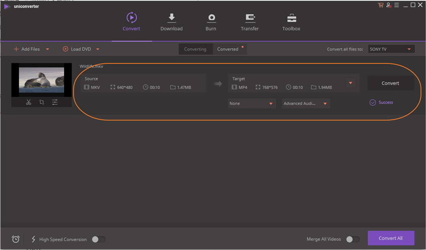 Converti MKV per Sony TV - Passo 3