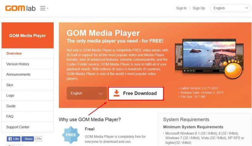 GOM Player لـ mp4 no sound