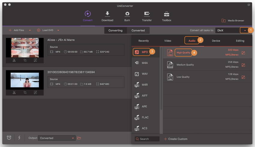 Select MP3 as output format