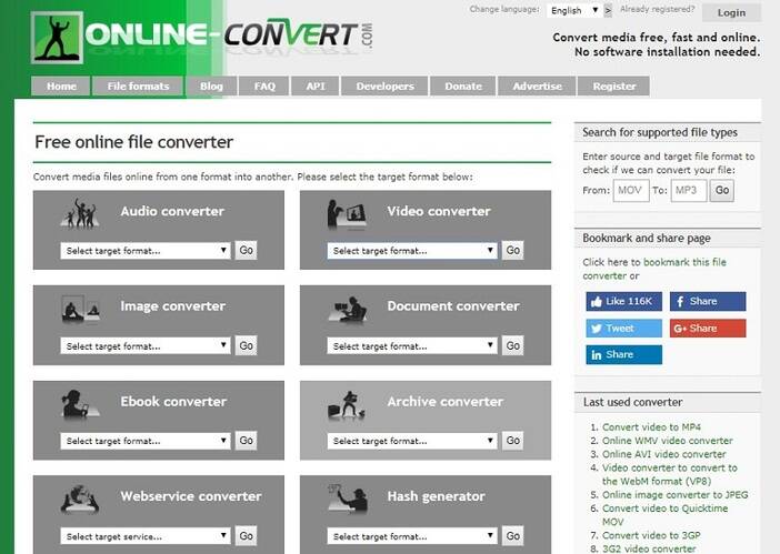 Online Converter vídeo em conversor de áudio