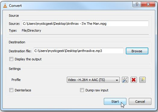 vlc converter to mp3